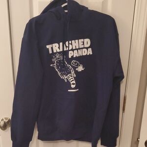 NWOT Navy Blue Trashed Panda Midweight Hoodie